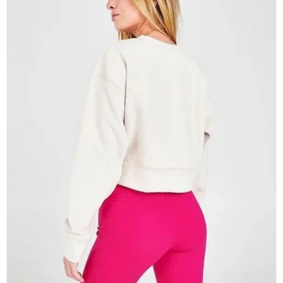 Nike Pink Fuzzy Fleece Cropped Sweatshirt Women's Large - Picture 2 of 7